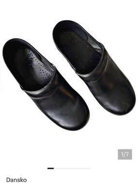 Dansko Professional Nurse Black Cabrio Leather Clogs 7.5